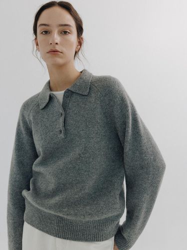 Button collar knit (Gray) - peces - Modalova