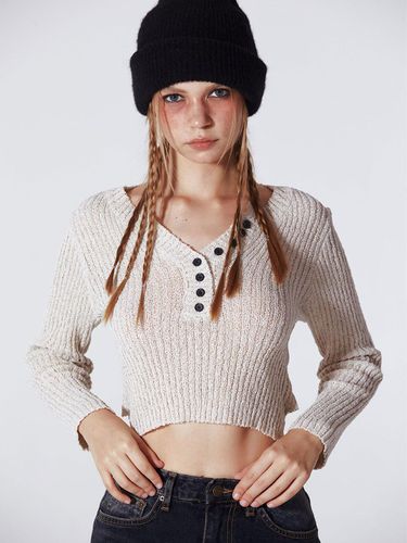 Waist Strap Button Knitted Top () - koolkitten - Modalova