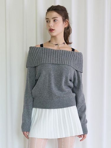 STRAP WOOL OFF SHOULDER KNIT_GREY - PINK PINEAPPLE - Modalova