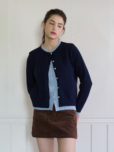 LAYERED CARDIGAN_NAVY - PINK PINEAPPLE - Modalova