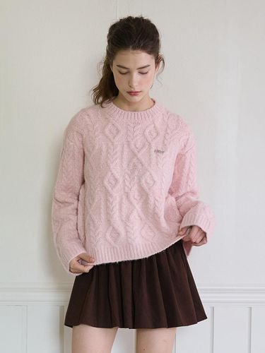 SNUGGY CABLE WOOL SWEATER_LIGHT PINK - PINK PINEAPPLE - Modalova