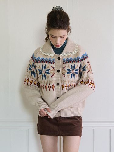 SNOWFLAKE WOOL CARDIGAN_BEIGE - PINK PINEAPPLE - Modalova