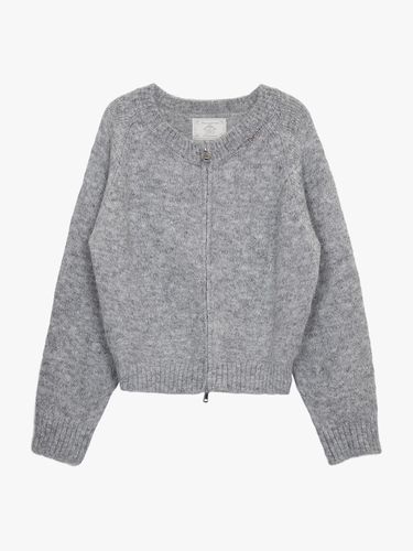 FUZZY MARLED KNIT ZIP UP_GREY - PINK PINEAPPLE - Modalova