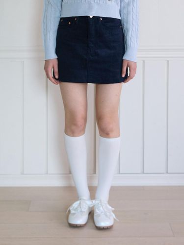 BASIC CORDUROY SKIRT_NAVY - PINK PINEAPPLE - Modalova