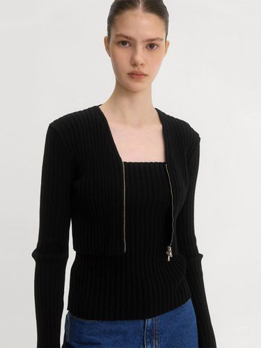 Cropped Cotton Cardigan Set_BLACK - ONE - Modalova