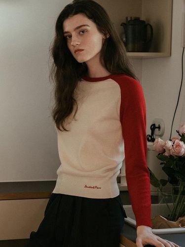 UNI) Raglan Color Wool Knit Red - Studio & Parc - Modalova