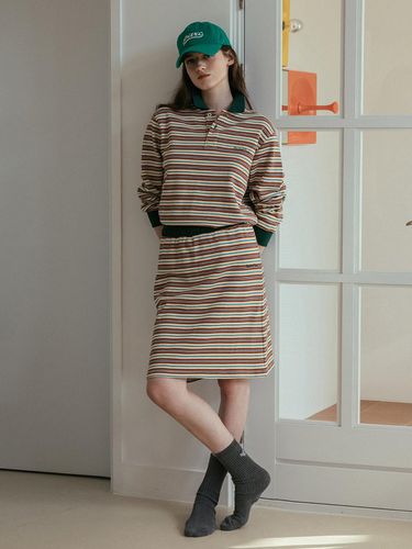 Multi Stripe Jersey Skirt_Green - Studio & Parc - Modalova