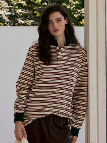 Multi Stripe Collar T Shirt_Green - Studio & Parc - Modalova