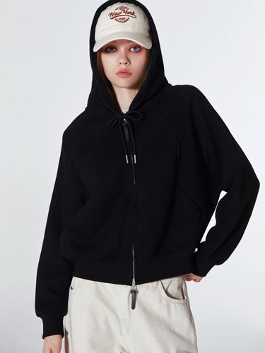 Seam Detail Hoodie Zip Up (BLACK) - koolkitten - Modalova