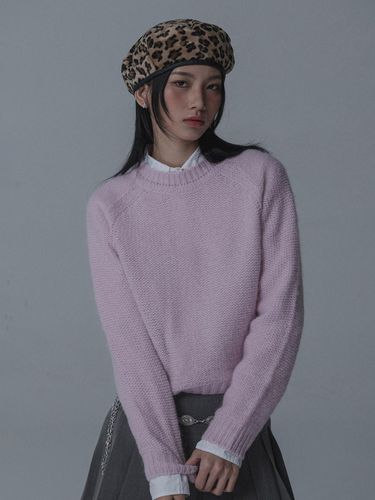 ALPACA SADDLE ROUND NECK KNIT_PINK - mars en avril - Modalova