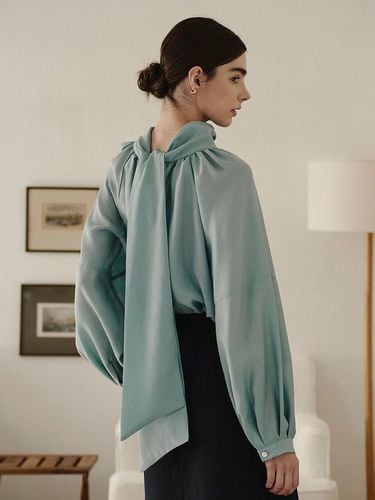 TWO WAY TIE BLOUSE AQUA - GIEMAR - Modalova