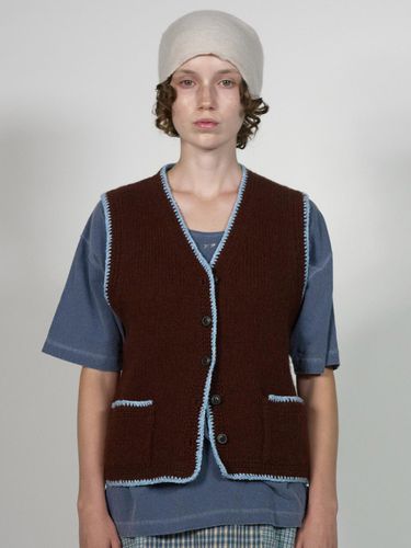 Via Granny knit vest (Burgundy) - VIA PLAIN - Modalova