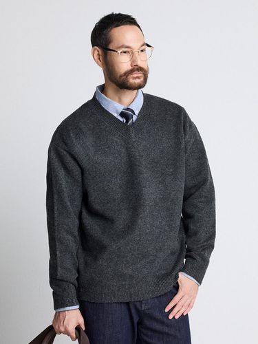 Round V-neck Knitwear Charcoal Gray - STCO - Modalova