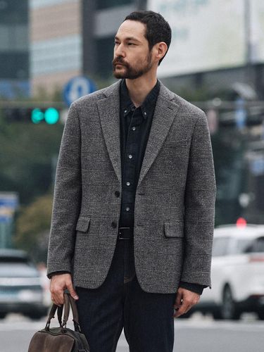 Wool glen checkered jacket gray - STCO - Modalova