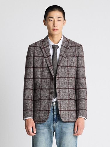 Wool window check jacket burgundy - STCO - Modalova