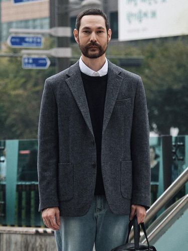 Wool Herringbone Jacket Navy - STCO - Modalova