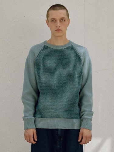 Men] Wool Cotton Stripe Sweater (Lake ) - KNITLY - Modalova