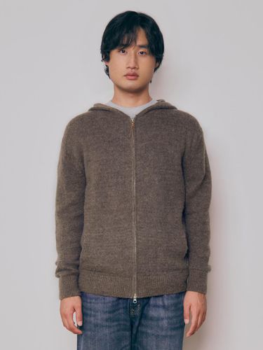 Men] Baby Alpaca Hooded Zip - Up Pocket Cardigan - KNITLY - Modalova