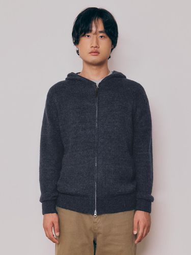 Men] Baby Alpaca Hooded Zip - Up Pocket Cardigan - KNITLY - Modalova