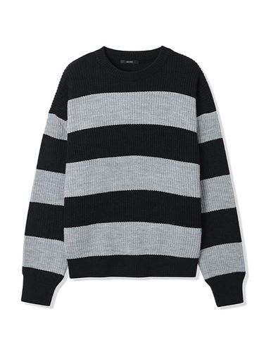 Men's Bold Stripe Round Neck Knitwear () - ADHOC - Modalova