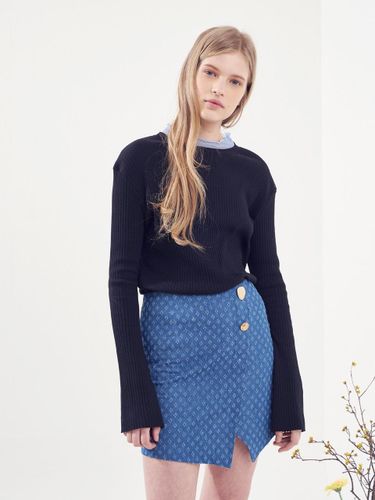 BUTTON POINT DENIM WRAP MINI SKIRT - VEM.VER - Modalova