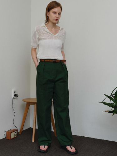 Green two-tuck wide pants - POSZER - Modalova