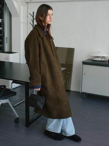 Boucle wool maxi coat (Khaki Brown) - POSZER - Modalova