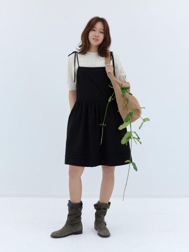 Strap layered dress - black - DEPOUND - Modalova