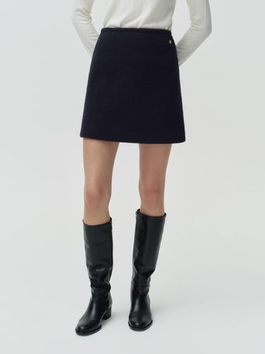 Wool boucle mini skirt - dark navy - DEPOUND - Modalova