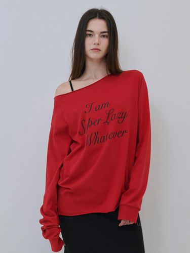 Super lazy off shoulder Long Sleeve t shirt (Red) - lazyz - Modalova