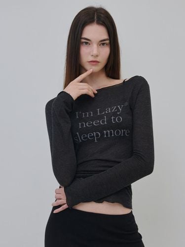 Sleep more sheer boat neck long sleeve t shirt - lazyz - Modalova