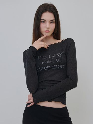 Sleep more sheer boat neck long sleeve t shirt (Ch - lazyz - Modalova