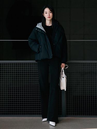 Warm] Wide black denim pants - MIND BRIDGE women - Modalova