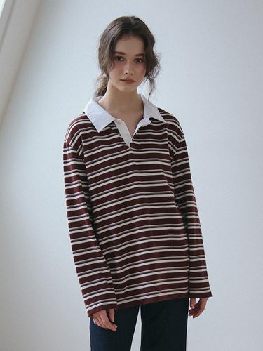 RUGBY COLLAR STRIPE T SHIRTS_BROWN - VEM.VER - Modalova