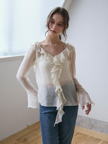 RUFFLE DETAIL SHEER BLOUSE - VEM.VER - Modalova