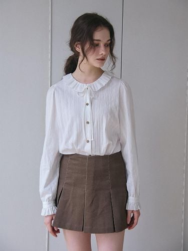 RUFFLE COLLAR COTTON BLOUSE_WHITE - VEM.VER - Modalova