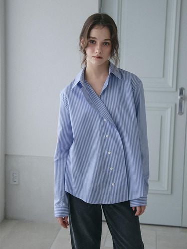 DRAPE PLACKET STRIPE SHIRTS_BLUE - VEM.VER - Modalova