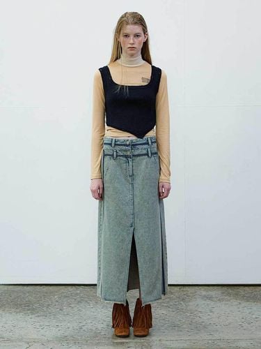 Double-waist denim skirt AJ4AS66222 - YUTHENTIC - Modalova