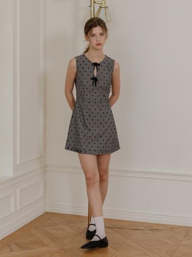 DD_Polka dot bow sleeveless dress - DUNDROP - Modalova