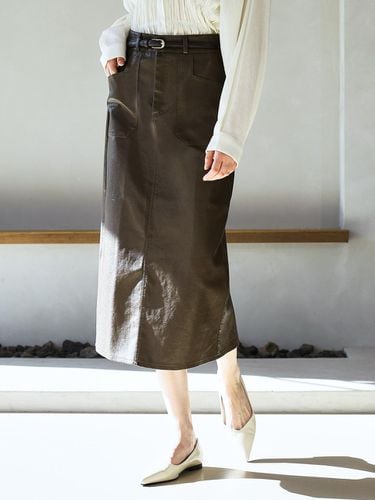 Back Slit Square Pocket Leather Long Skirt_2color - JUARR - Modalova