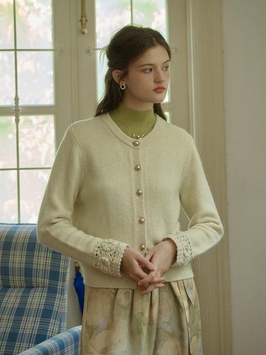 Flower Crochet Wool Cardigan - Simple Retro - Modalova