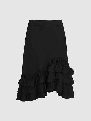 Frill Point Herringbone Stripe Long Skirt - LUCKY CHOUETTE - Modalova