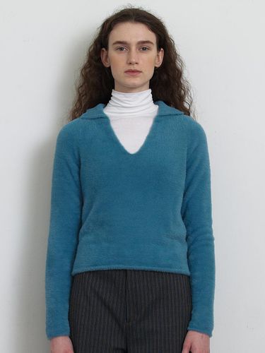 Woman] Hairy V Neck Collar Sweater - KNITLY - Modalova