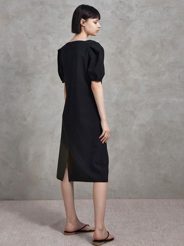 Lorren] Square Puff Dress - Black - LANG5 - Modalova