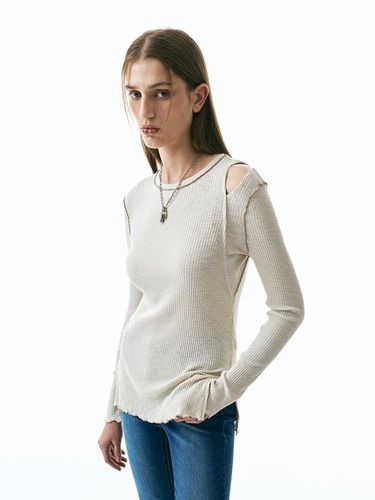 Cutting V-neck T-shirt - ellonarc - Modalova