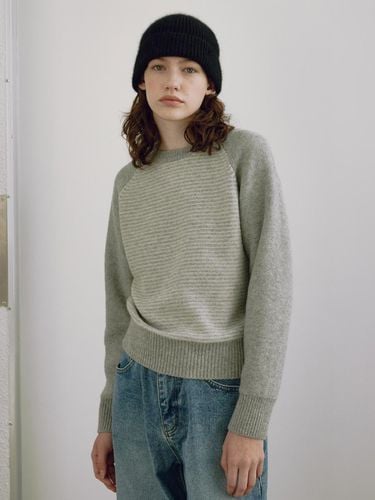 Women] Wool Cotton Stripe Sweater (Melange Grey) - KNITLY - Modalova