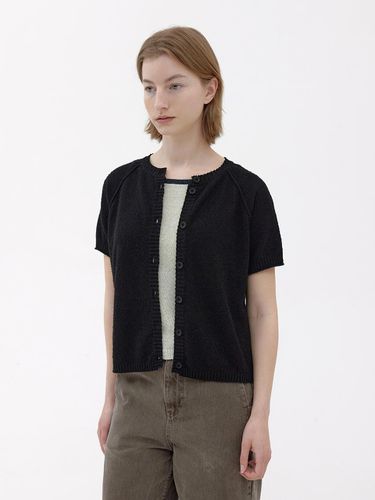 Tail Short Sleeve Cardigan (Black) - KNITLY - Modalova