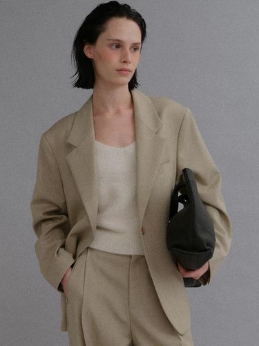 Fine wool oversized fit tailored jacket_beige - BAIE OUD - Modalova