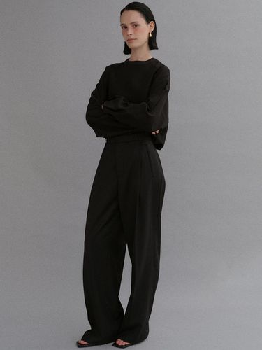 Fine wool pintuck tailored slacks_black - BAIE OUD - Modalova