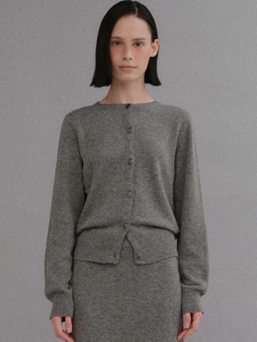 Cashmere wholegarment round cardigan_charcoal - BAIE OUD - Modalova